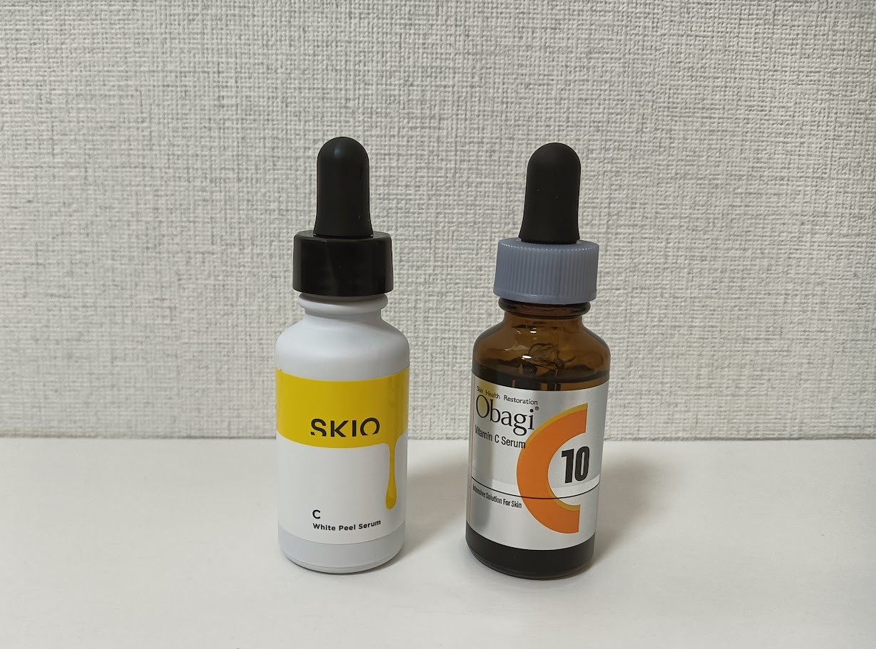 ロート製薬のオバジC10セラムとSKIO VC ホワイトピールセラム2種類を 